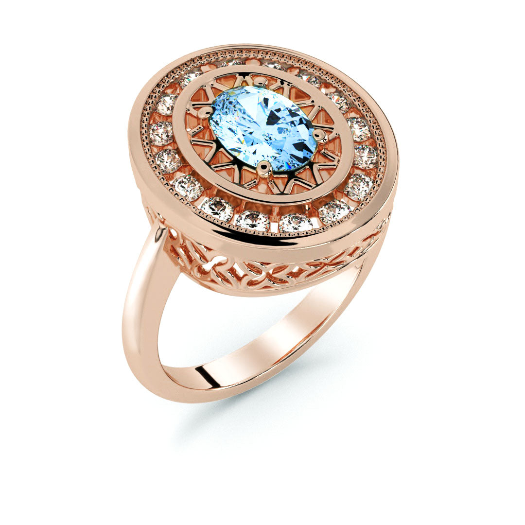 Silván Armi Carmosier Diamond Ring with 0,32ct diamonds and Sapphire, Rose Gold, Silván Engagement Rings