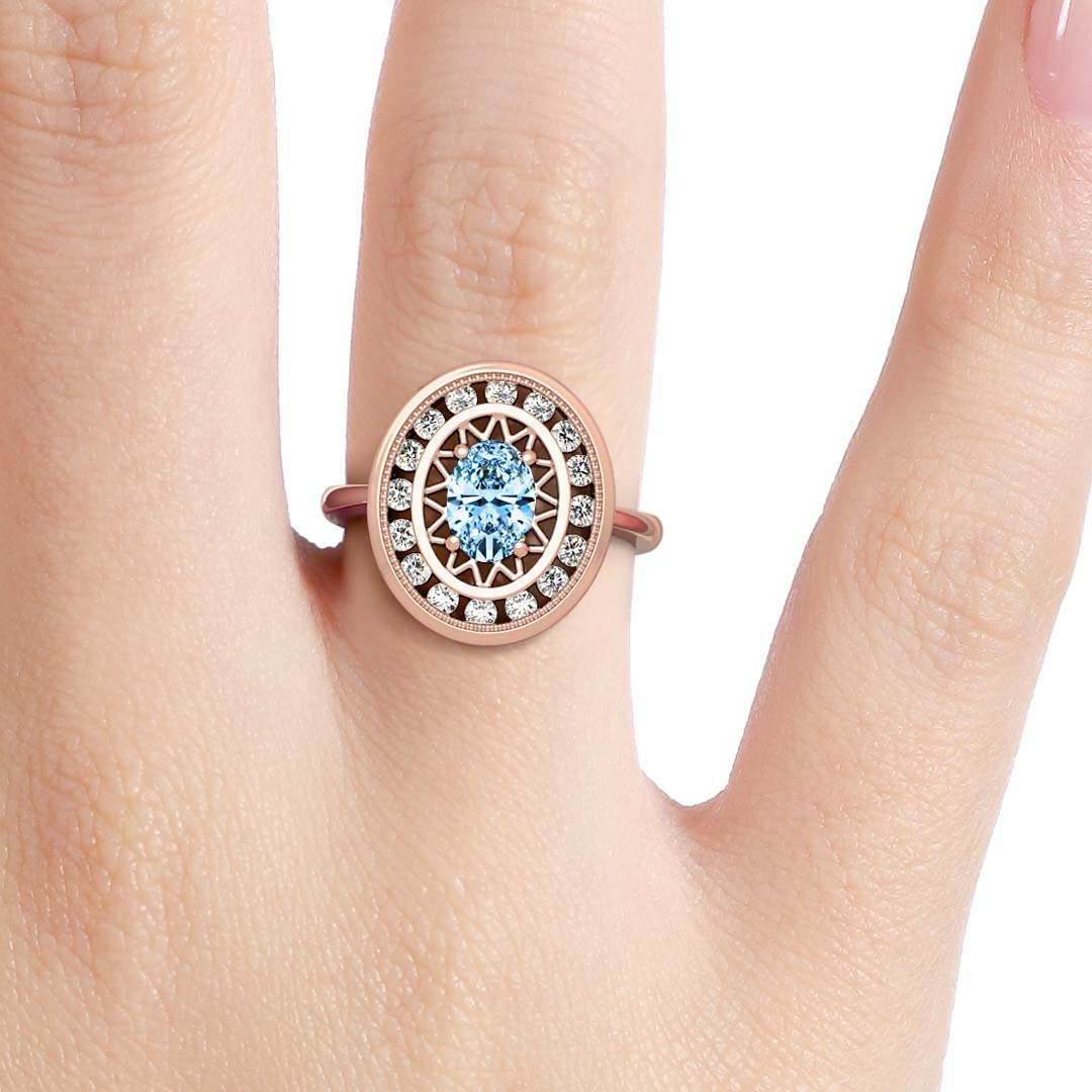 Silván Armi Carmosier Diamond Ring with 0,32ct diamonds and Sapphire, Rose Gold, Silván Engagement Rings