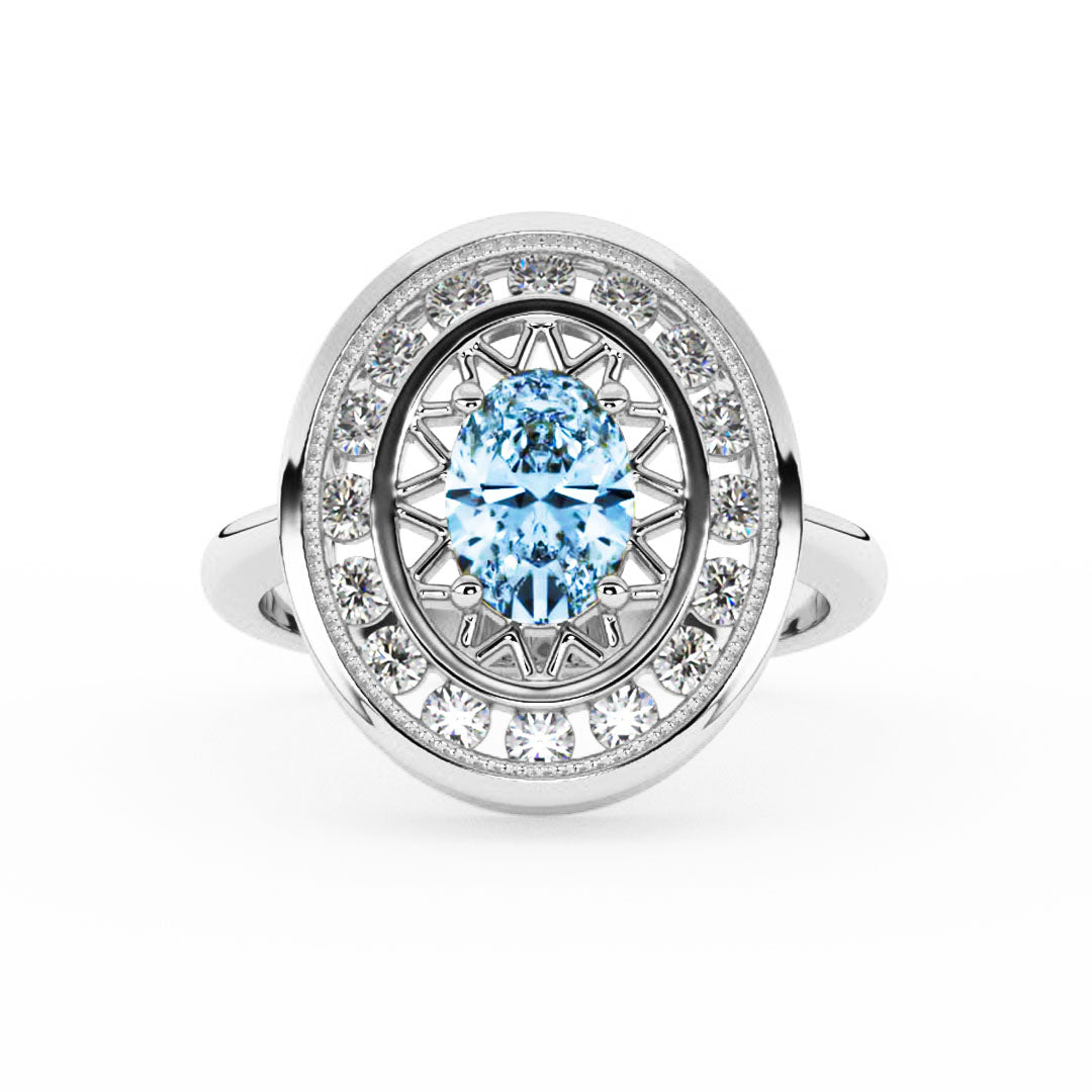 Silván Carmosier timanttisormus 0,32ct safiirilla, 14K valkokultaa, Silván vihkisormukset