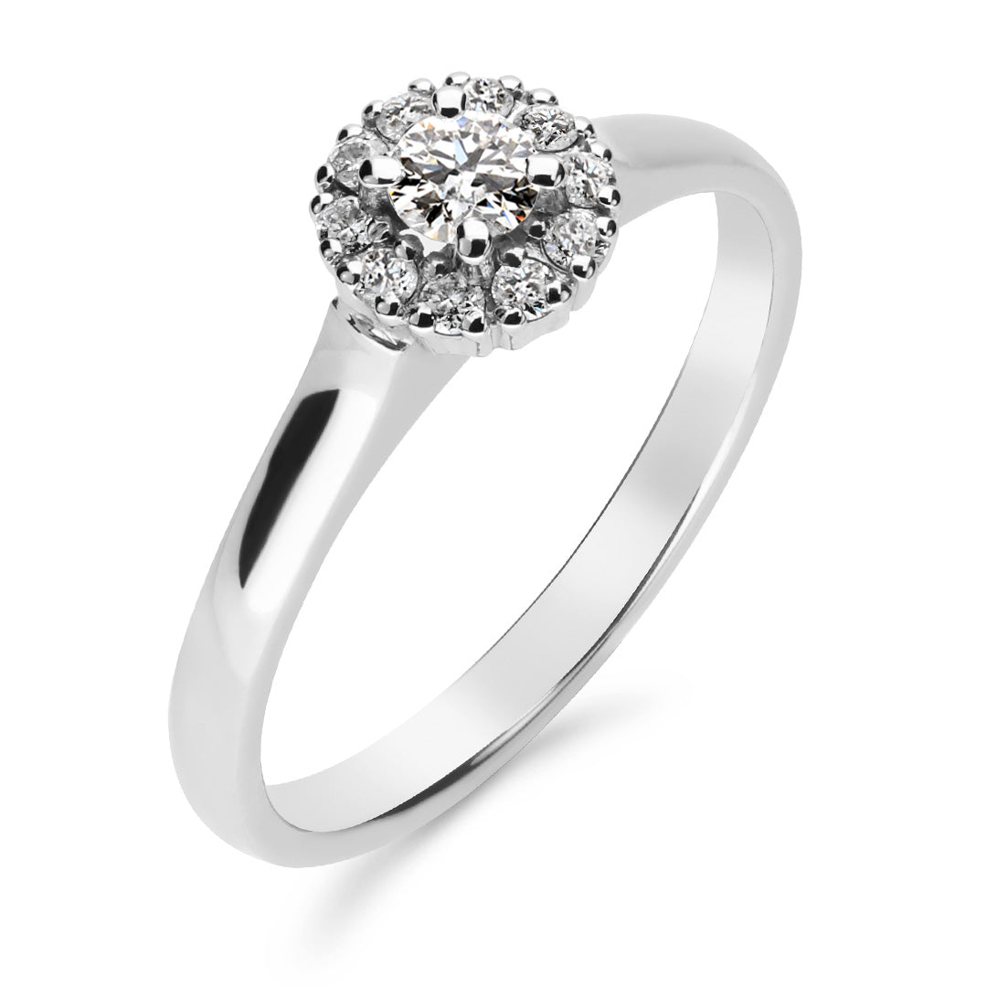 Silván halosormus 0,23ct, 14K valkokultaa, Silván timanttikorut - Silván - Laatukoru