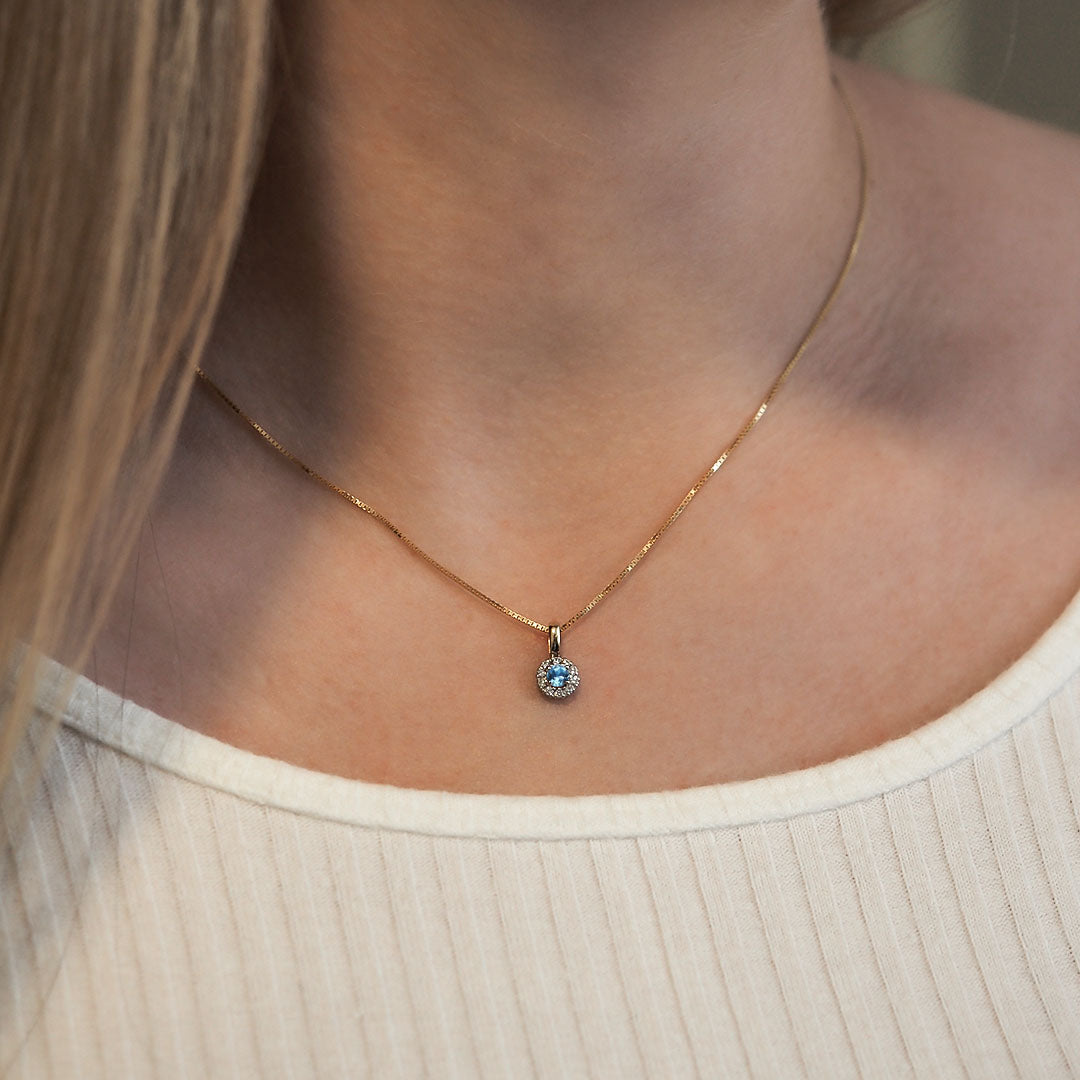 Silván Lauriel timanttiriipus 0,10ct topaasilla, 14K keltakultaa, Silván timanttikorut