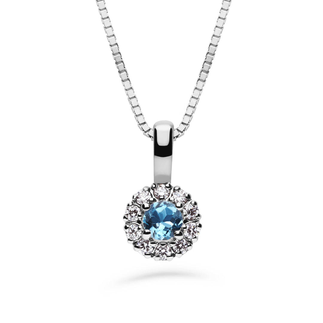 Silván Lauriel timanttiriipus 0,10ct topaasilla, 14K valkokultaa, Silván timanttikorut