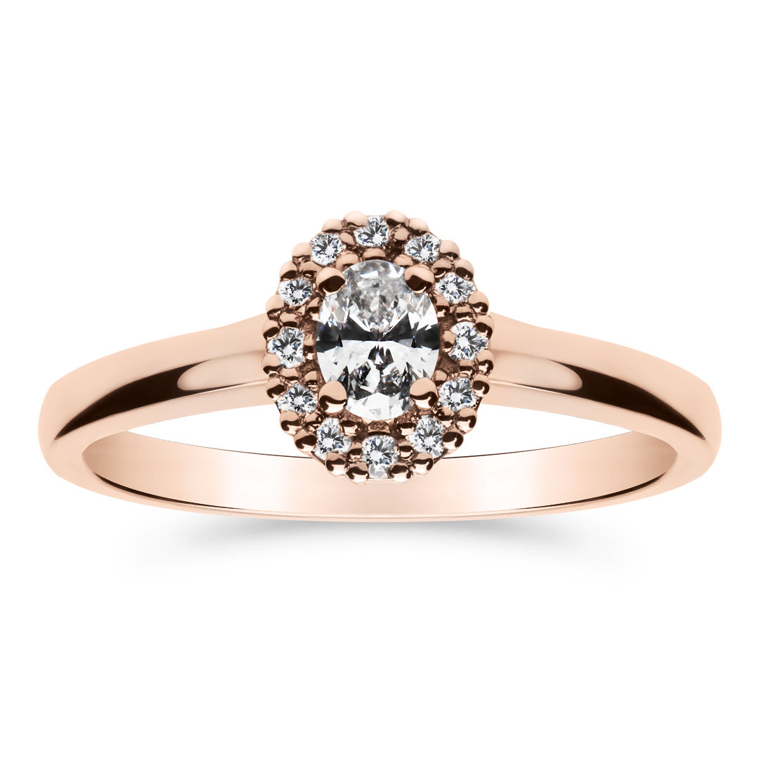 Silván Rosalie Ovaali halosormus 0,26ct, 14K rosekultaa, Silván vihkisormukset