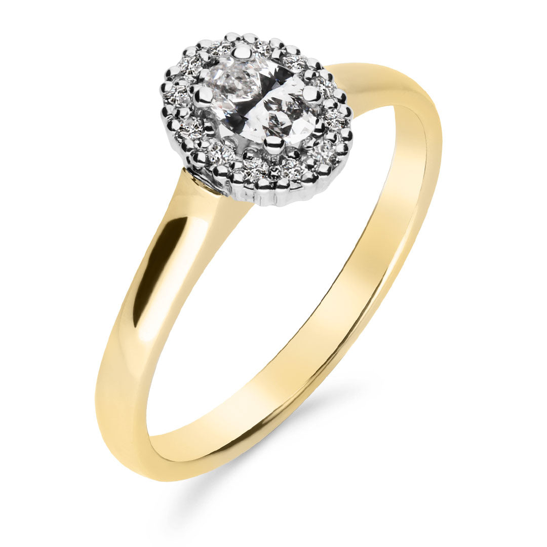 Silván Rosalie Ovaali halosormus 0,26ct, 14K valko- ja keltakultaa, Silván vihkisormukset