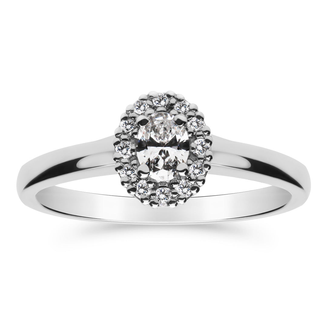 Silván Rosalie Ovaali halosormus 0,26ct, 14K valkokultaa, Silván vihkisormukset