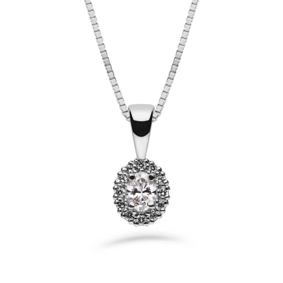 Silván Rosalie Ovaali timanttiriipus 0,26ct, 14K valkokultaa, Silván timanttikorut