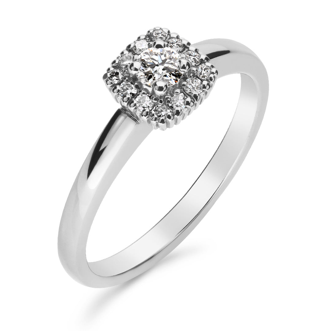 Silván Rosalie halosormus 0,23ct, 14K valkokultaa, Silván vihkisormukset
