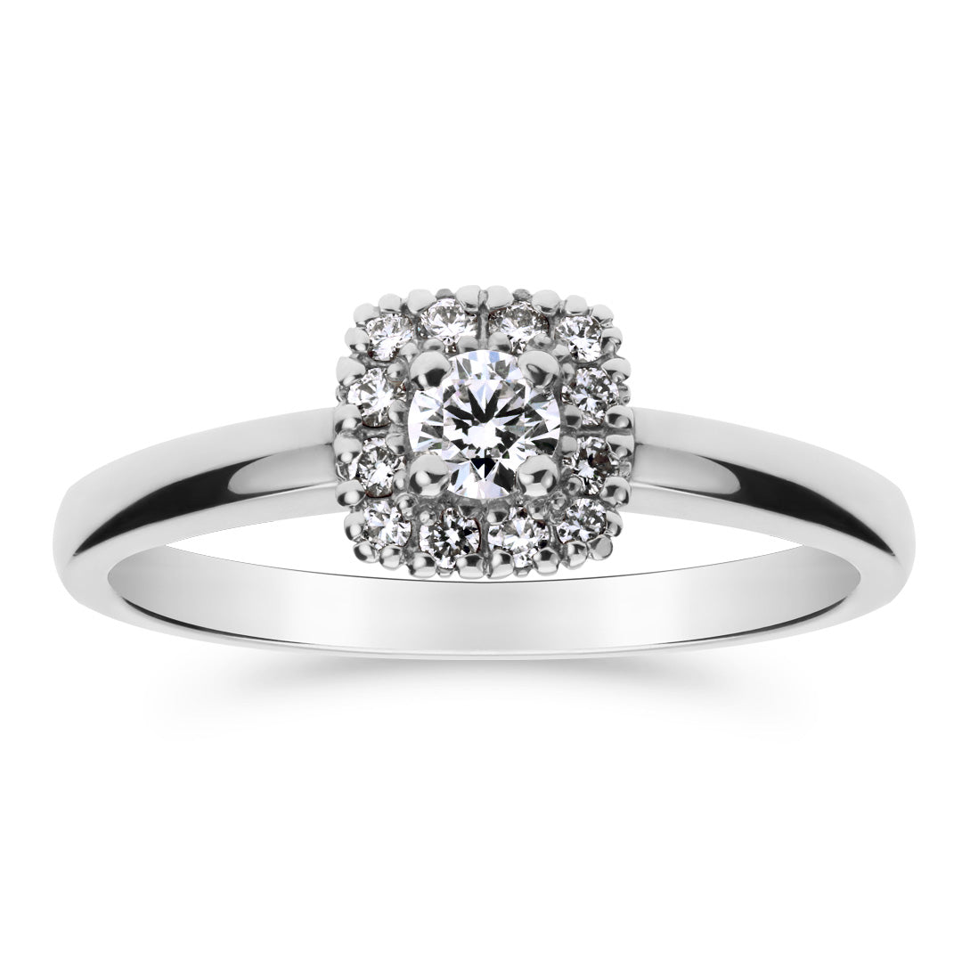 Silván Rosalie halosormus 0,23ct, 14K valkokultaa, Silván vihkisormukset