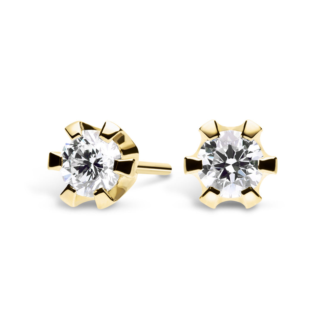 Silván Solitaire diamond earrings 0,30ct, 14K yellow gold, Silván diam