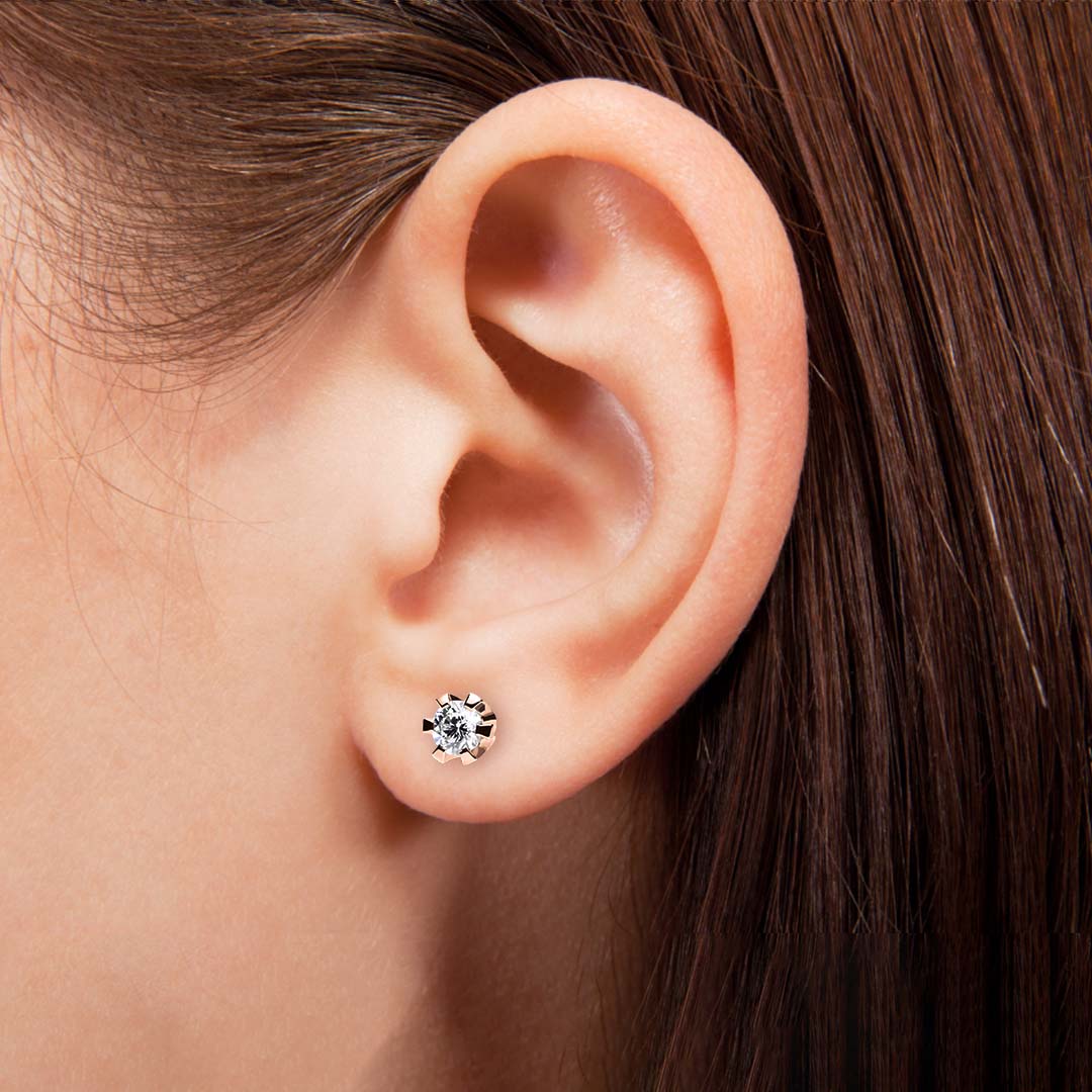 Silván Solitaire timanttikorvakorut 0,80ct, 14K rosekultaa, Silván timanttikorut