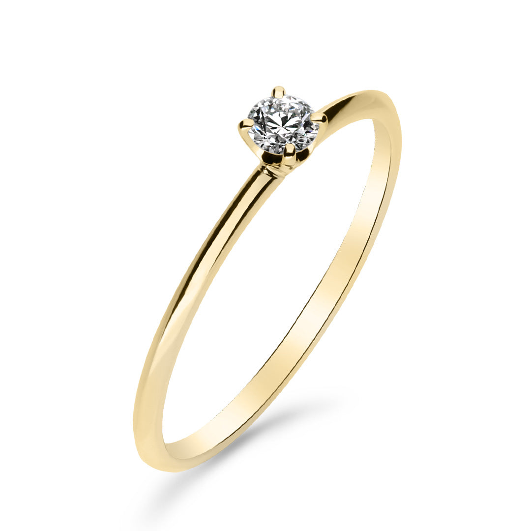 Silván Solitaire timanttisormus 0,10ct, 14K keltakultaa, Silván vihkisormukset