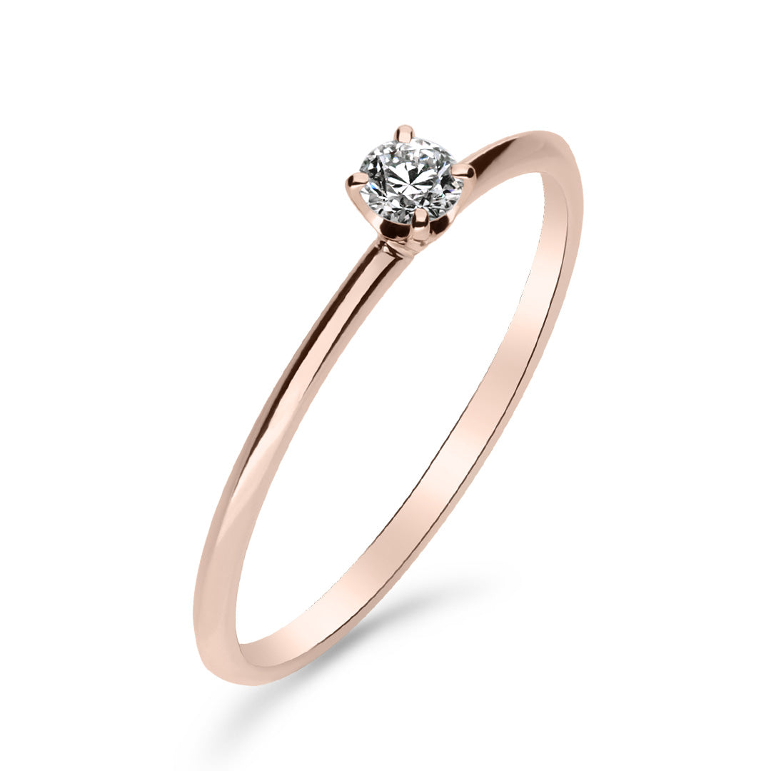 Silván Solitaire timanttisormus 0,10ct, 14K rosekultaa, Silván vihkisormukset