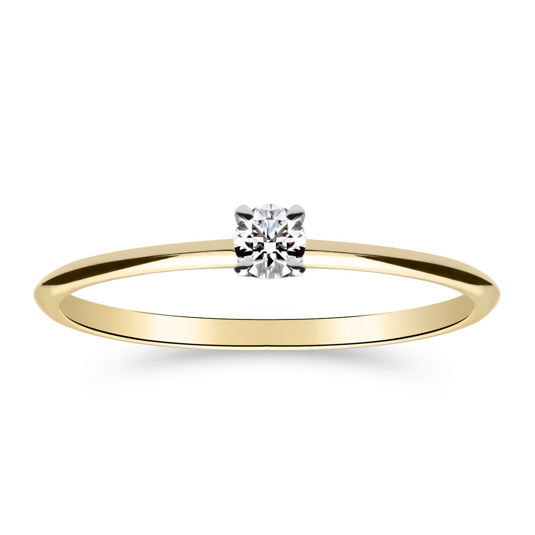 Silván Solitaire diamond ring 0,10ct, 14K white and yellow gold, Silvá