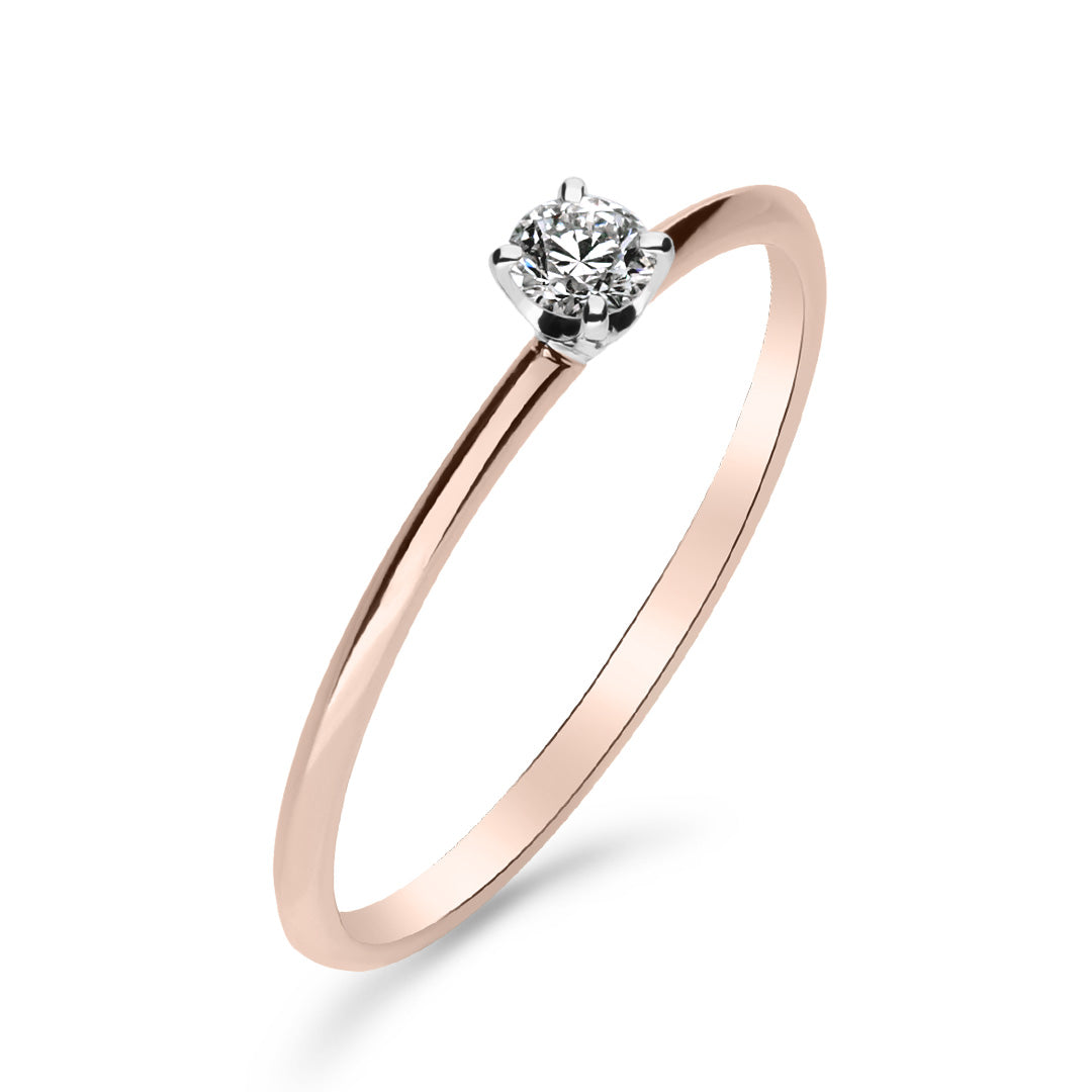 Silván Solitaire timanttisormus 0,10ct, 14K valko- ja rosekultaa, Silván vihkisormukset