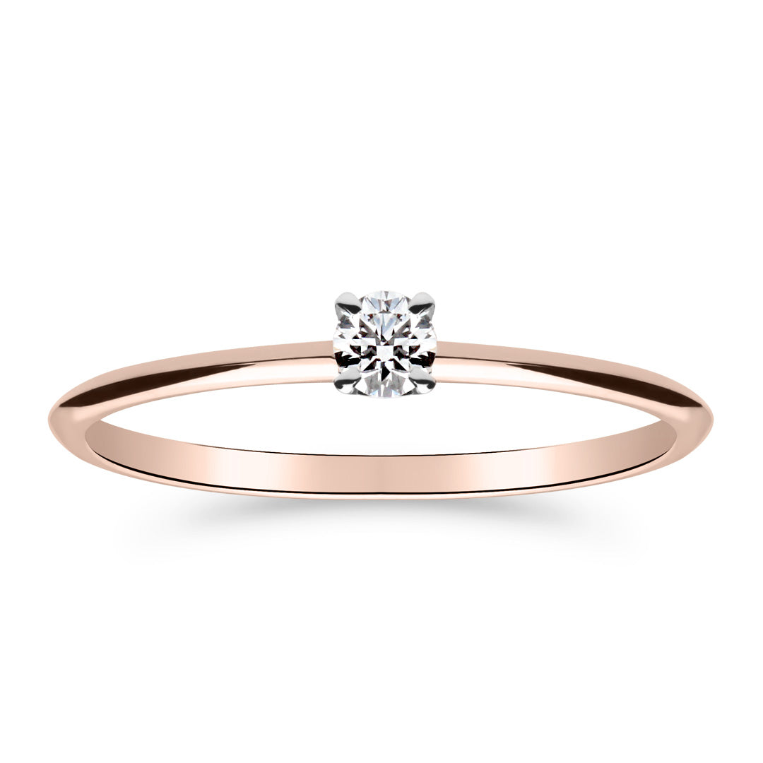 Silván Solitaire timanttisormus 0,10ct, 14K valko- ja rosekultaa, Silván vihkisormukset