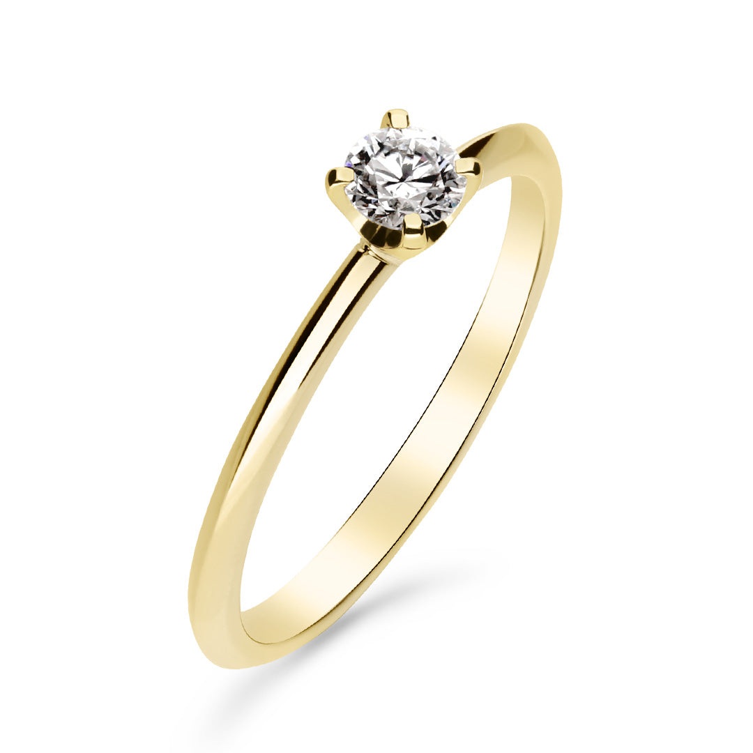 Silván Solitaire timanttisormus 0,20ct, 14K keltakultaa, Silván vihkisormukset