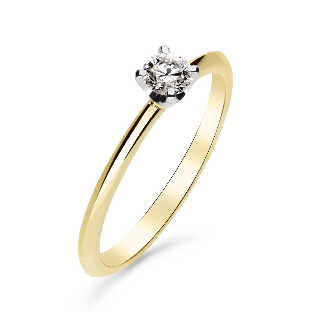 Silván Solitaire timanttisormus 0,20ct, 14K valko- ja keltakultaa, Silván vihkisormukset