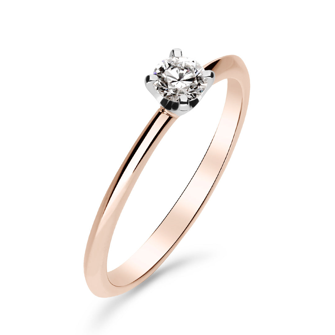 Silván Solitaire timanttisormus 0,20ct, 14K valko- ja rosekultaa, Silván vihkisormukset