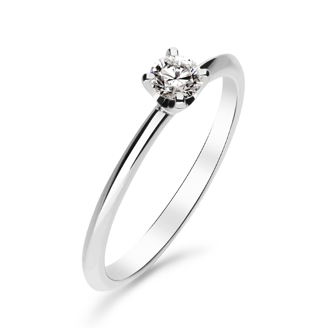 Silván Solitaire timanttisormus 0,20ct, 14K valkokultaa, Silván vihkisormukset