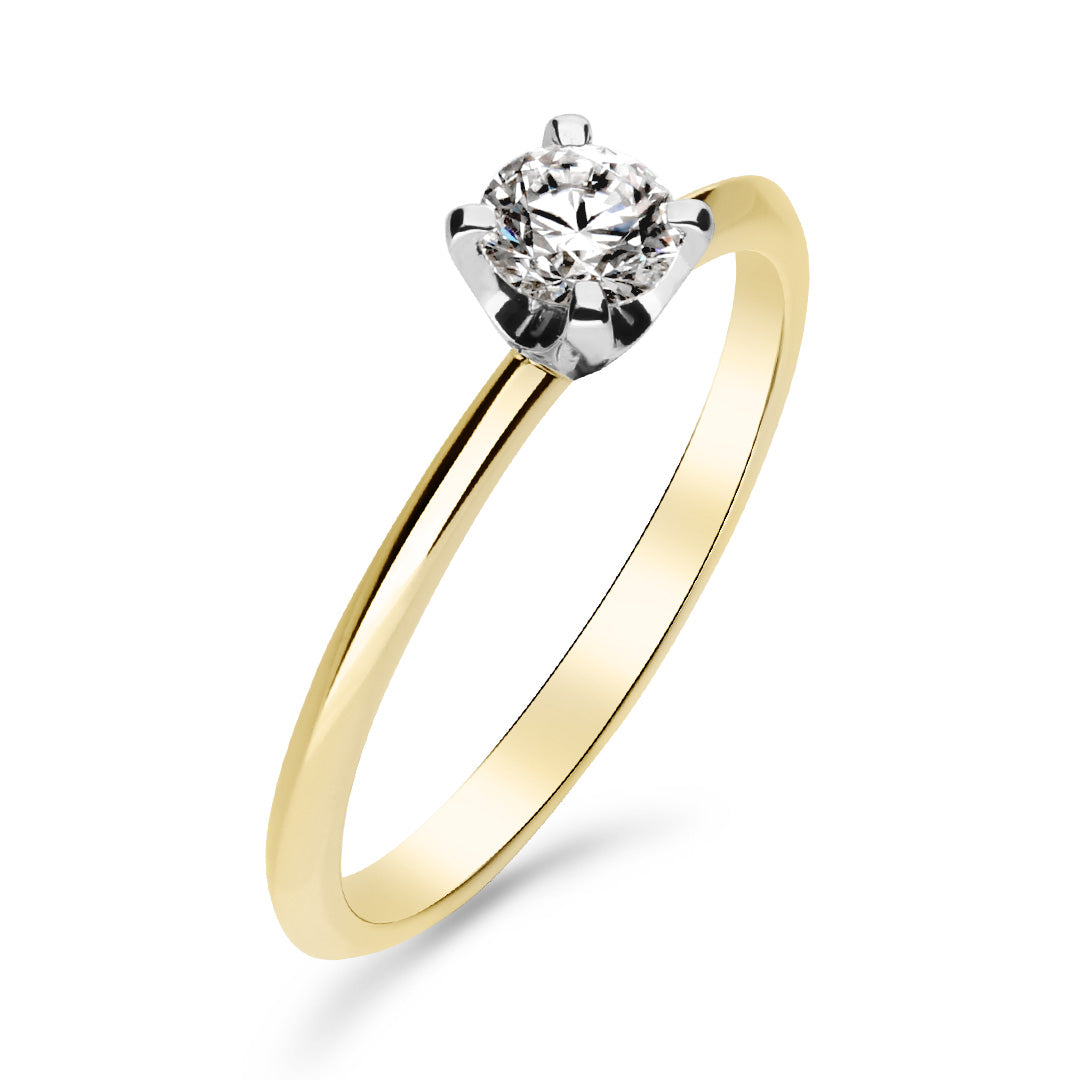 Silván Solitaire timanttisormus 0,30ct, 14K valko- ja keltakultaa, Silván vihkisormukset