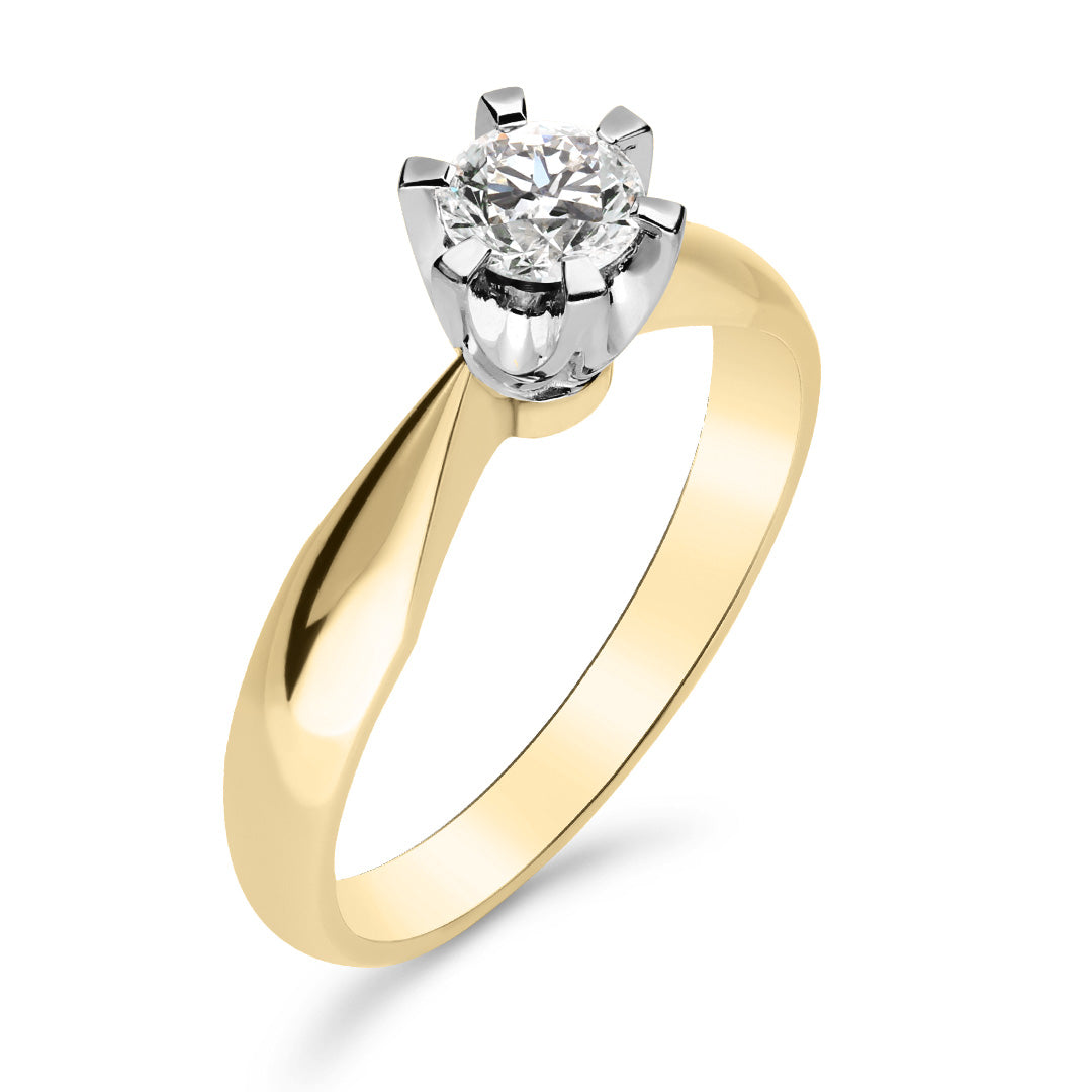 Silván Solitaire timanttisormus 0,50ct, 14K valko- ja keltakultaa, Silván vihkisormukset