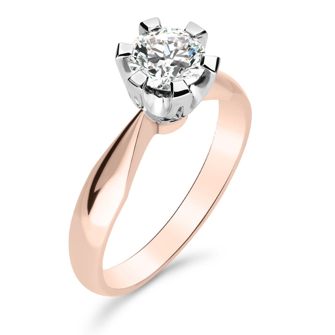 Silván Solitaire timanttisormus 0,70ct, 14K valko- ja rosekultaa, Silván vihkisormukset