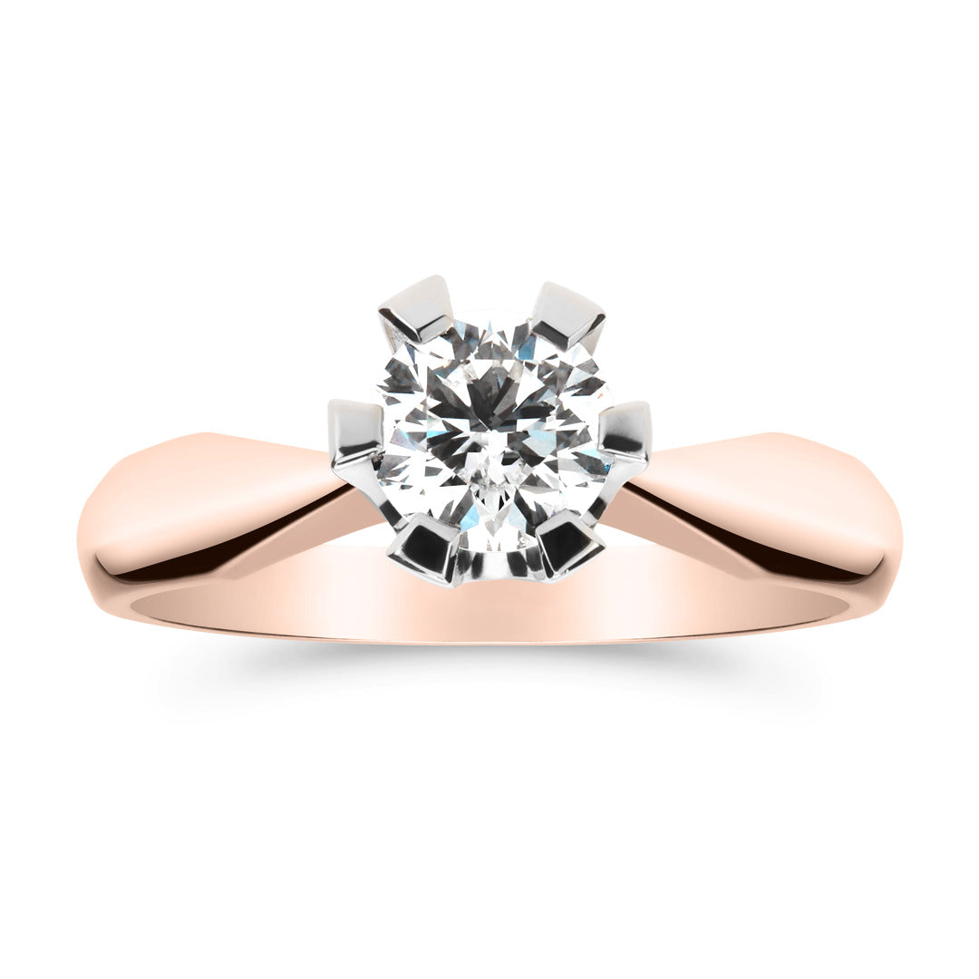 Silván Solitaire timanttisormus 0,70ct, 14K valko- ja rosekultaa, Silván vihkisormukset