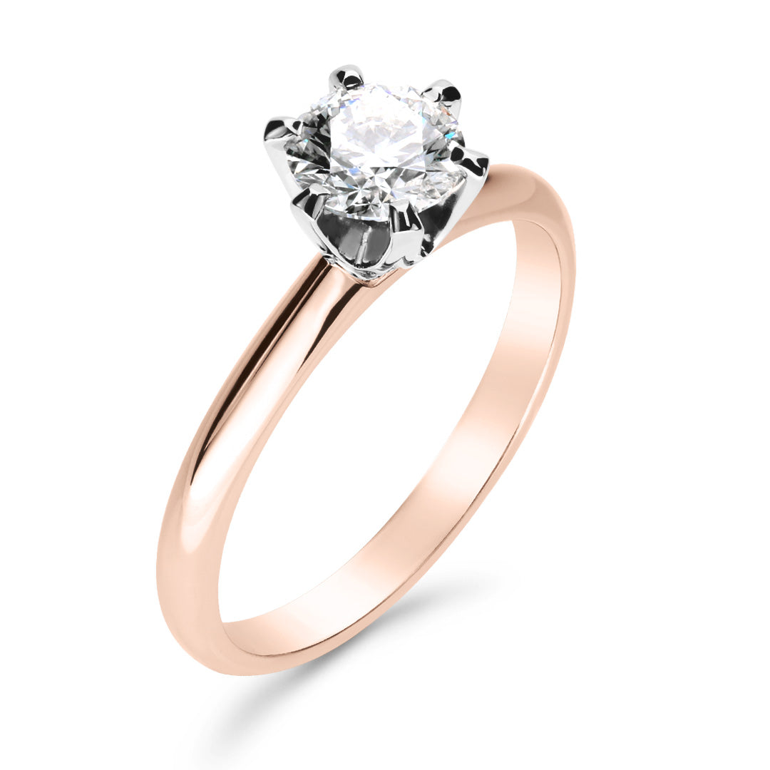 Silván Solitaire timanttisormus 0,70ct, 14K valko- ja rosekultaa, Silván vihkisormukset