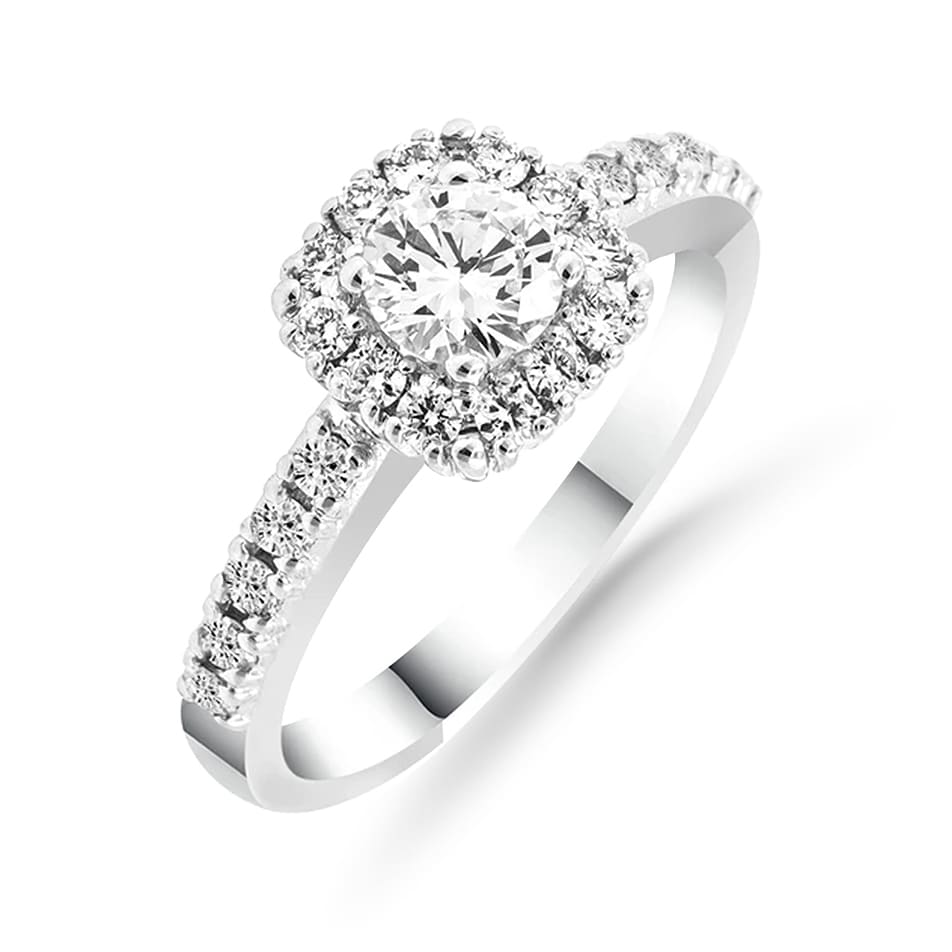 Silván halosormus 0,84ct, 14K valkokultaa, Silván vihkisormukset - Silván - Laatukoru