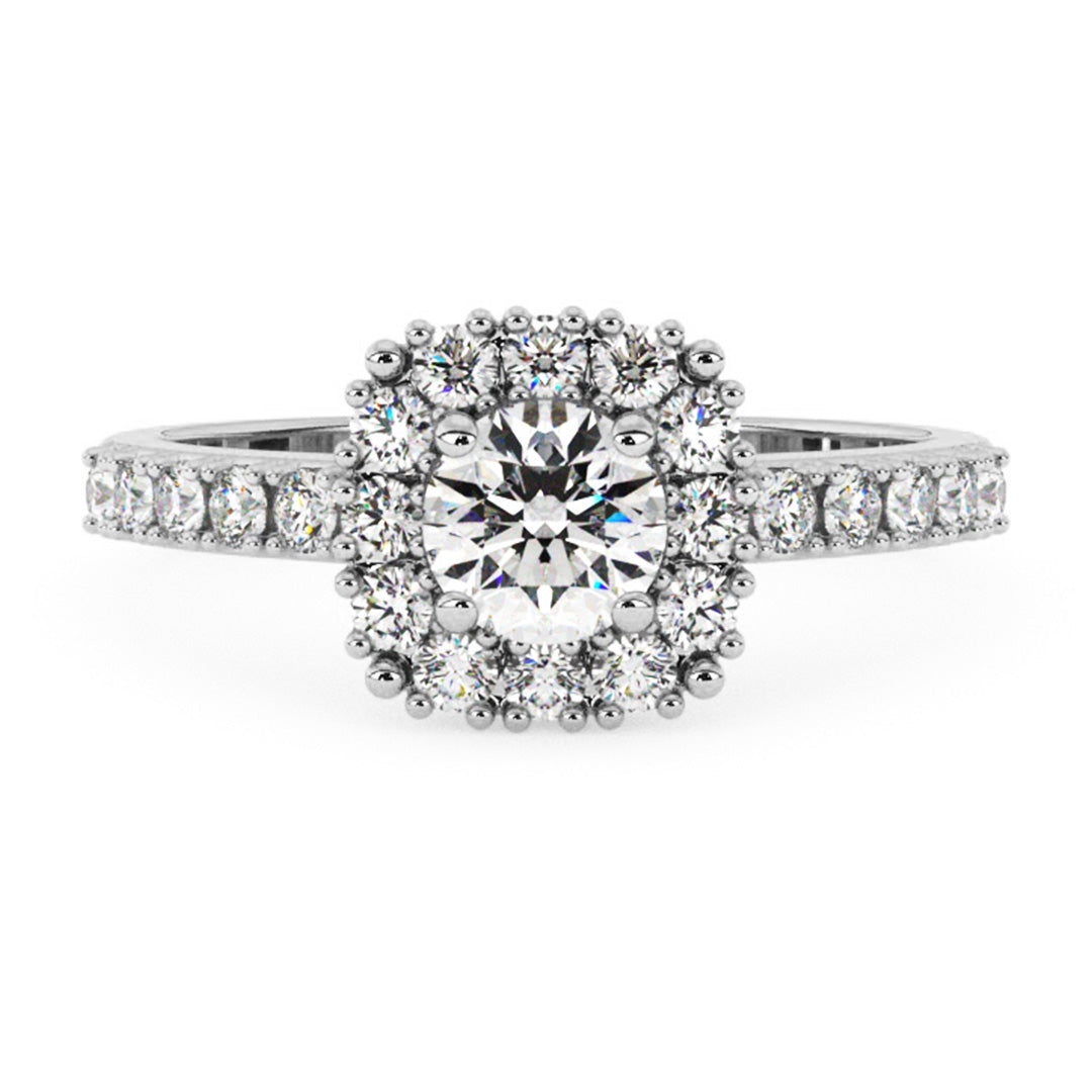 Silván halosormus 0,84ct, 14K valkokultaa, Silván vihkisormukset - Silván - Laatukoru