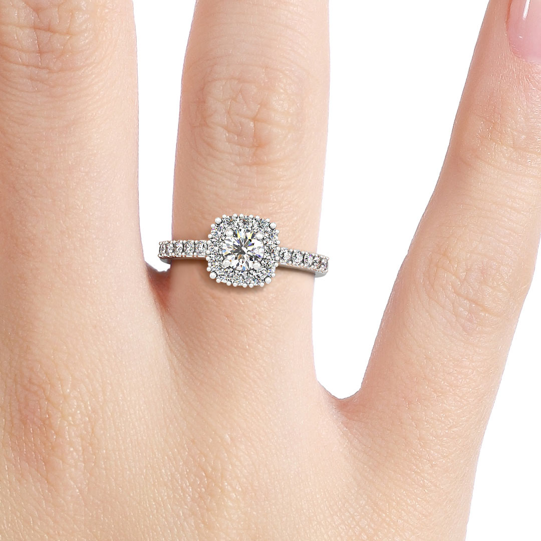 Silván halosormus 0,84ct, 14K valkokultaa, sormus sormessa, Silván vihkisormukset - Silván - Laatukoru