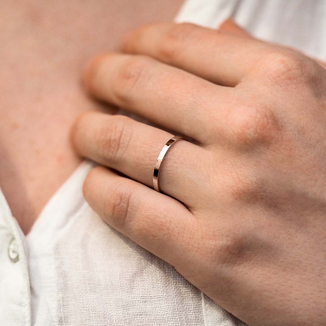 Silván kihlasormus 2mm flakka, 14K rosekultaa, Silván kihlasormukset
