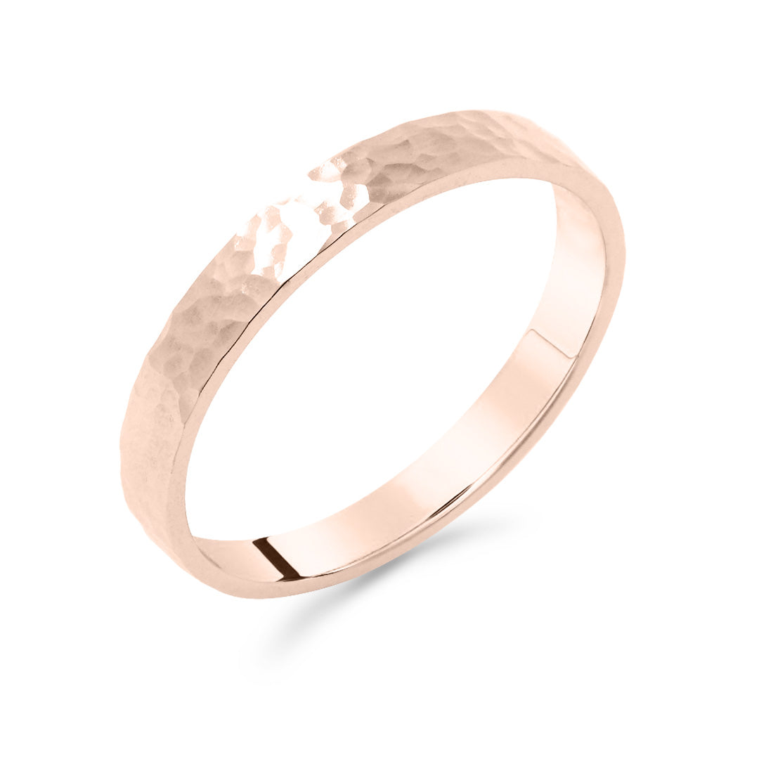 Silván kihlasormus, taottu pinta 4mm flakka, 14K rosekultaa, Silván kihlasormukset