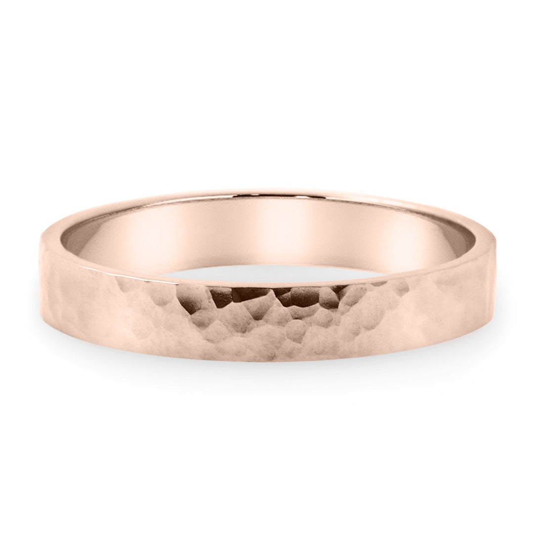 Silván kihlasormus, taottu pinta 4mm flakka, 14K rosekultaa, Silván kihlasormukset