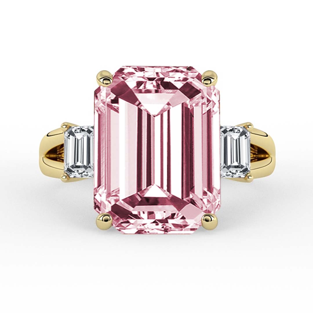 Silván timanttisormus 4,38ct morganiitilla ja 0,60ct timanteilla, 18K keltakultaa, Silván vihkisormukset