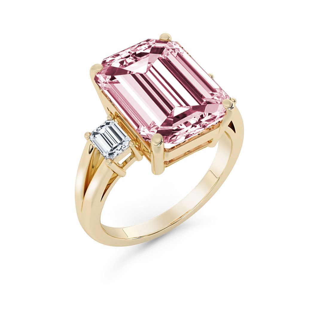 Silván timanttisormus 4,38ct morganiitilla ja 0,60ct timanteilla, 18K keltakultaa, Silván vihkisormukset