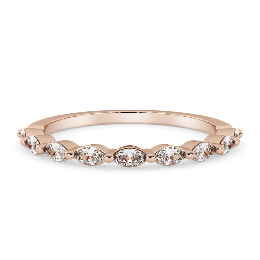 Silván timanttisormus 0,27ct markiisi-hiotuilla timanteilla, 14K rosekultaa, Silván vihkisormukset