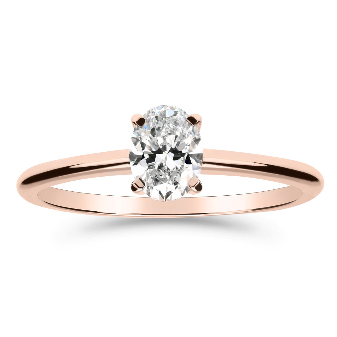 Silván timanttisormus 0,50ct ovaali-hiotulla timantilla, 14K rosekultaa, Silván vihkisormukset