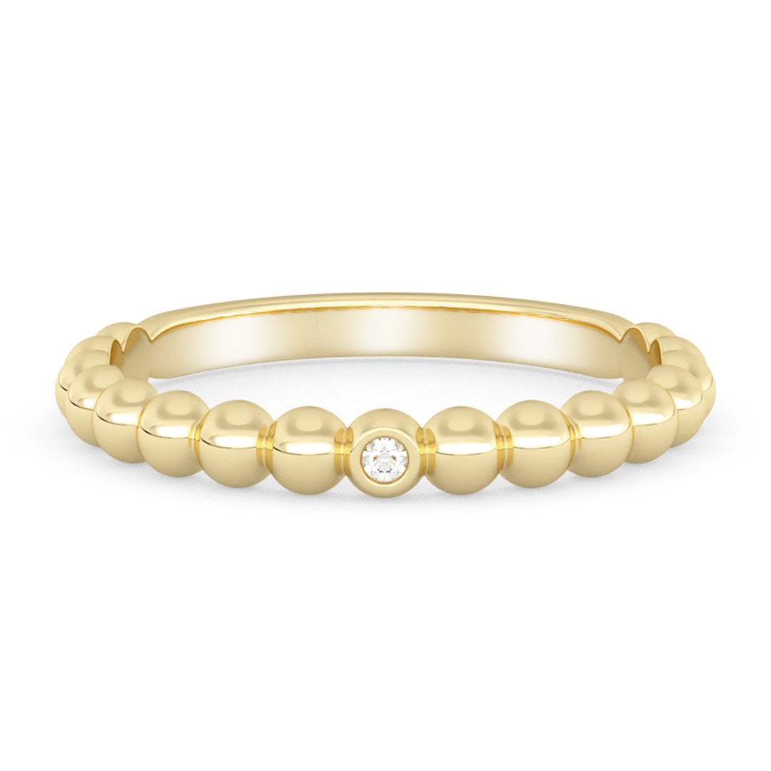 Silván diamond ring with ball pattern 0,01ct, 14K yellow gold, Silván wedding rings