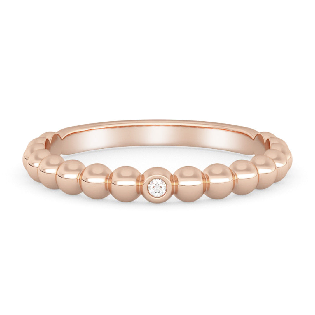 Silván timanttisormus pallokuvioitu 0,01ct, 14K rosekultaa, Silván vihkisormukset