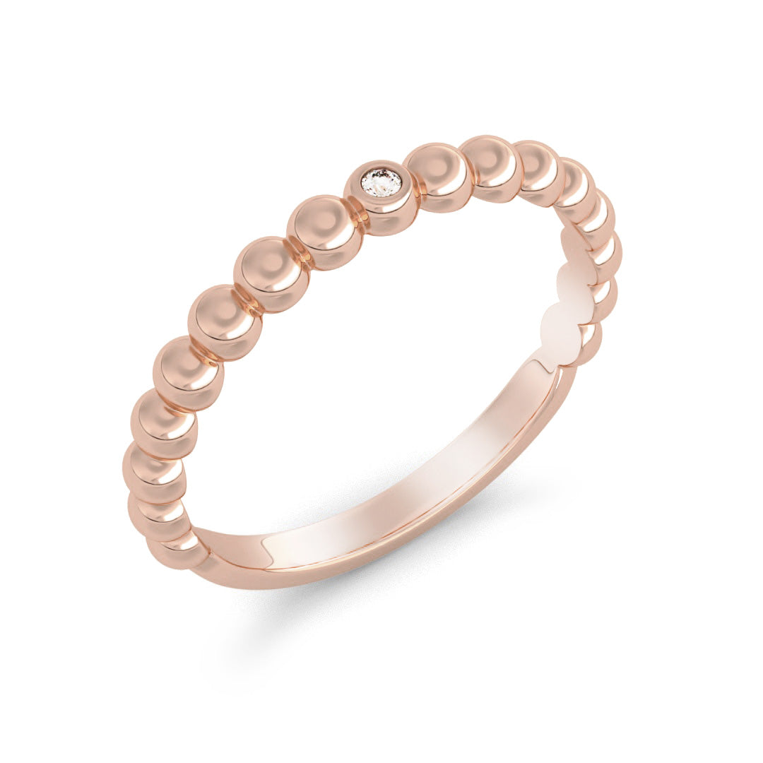 Silván timanttisormus pallokuvioitu 0,01ct, 14K rosekultaa, Silván vihkisormukset