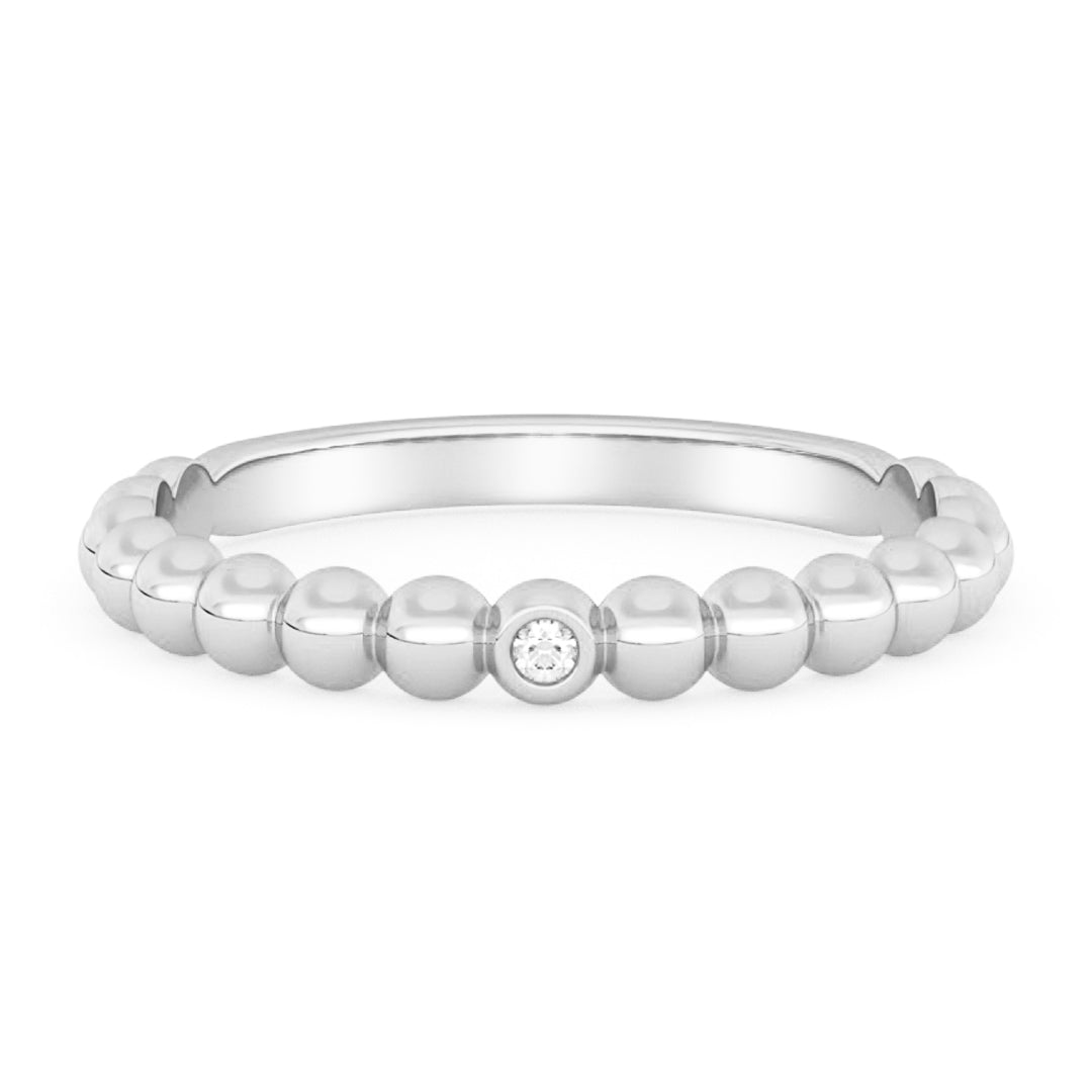 Silván timanttisormus pallokuvioitu 0,01ct, 14K valkokultaa, Silván vihkisormukset
