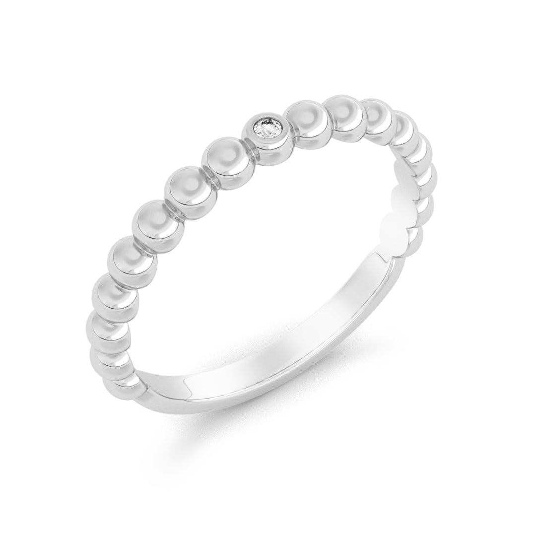 Silván timanttisormus pallokuvioitu 0,01ct, 14K valkokultaa, Silván vihkisormukset