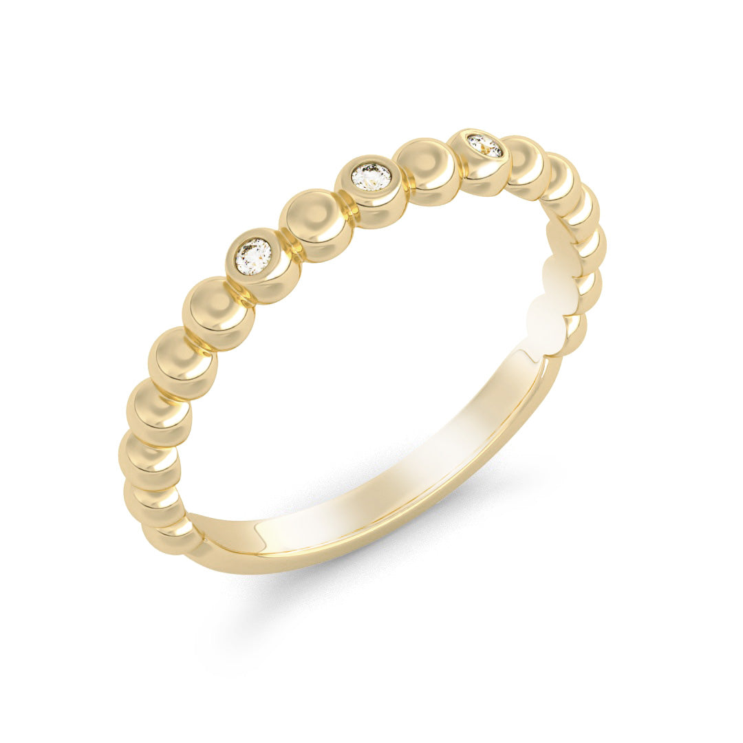 Silván timanttisormus pallokuvioitu 0,03ct, 14K keltakultaa, Silván vihkisormukset