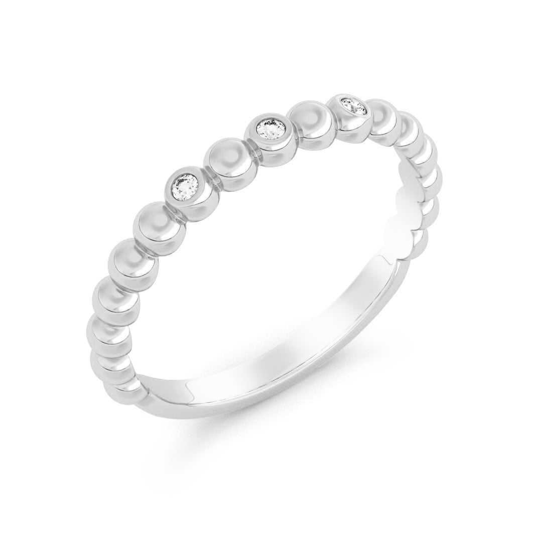 Silván timanttisormus pallokuvioitu 0,03ct, 14K valkokultaa, Silván vihkisormukset