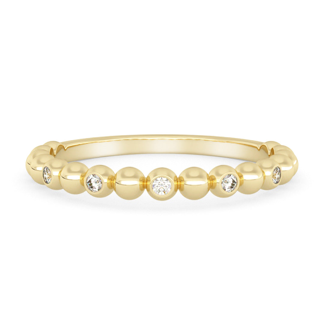 Silván timanttisormus pallokuvioitu 0,05ct, 14K keltakultaa, Silván vihkisormukset