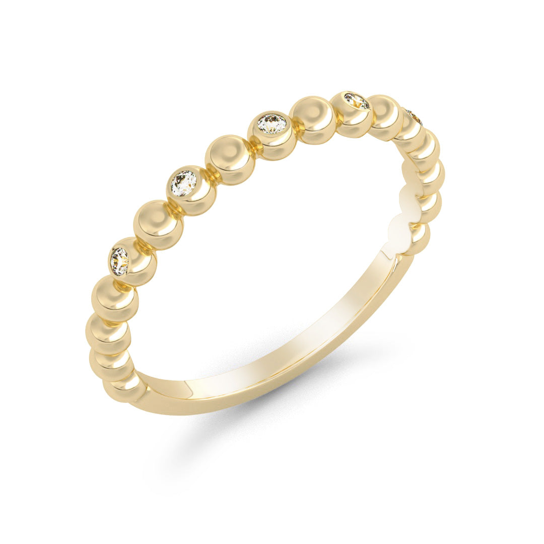 Silván timanttisormus pallokuvioitu 0,05ct, 14K keltakultaa, Silván vihkisormukset