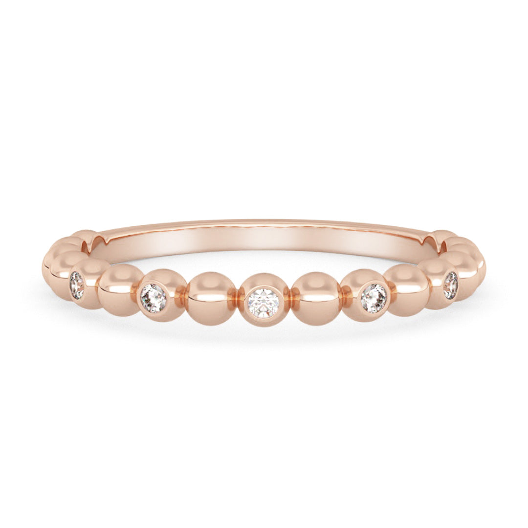 Silván timanttisormus pallokuvioitu 0,05ct, 14K rosekultaa, Silván vihkisormukset