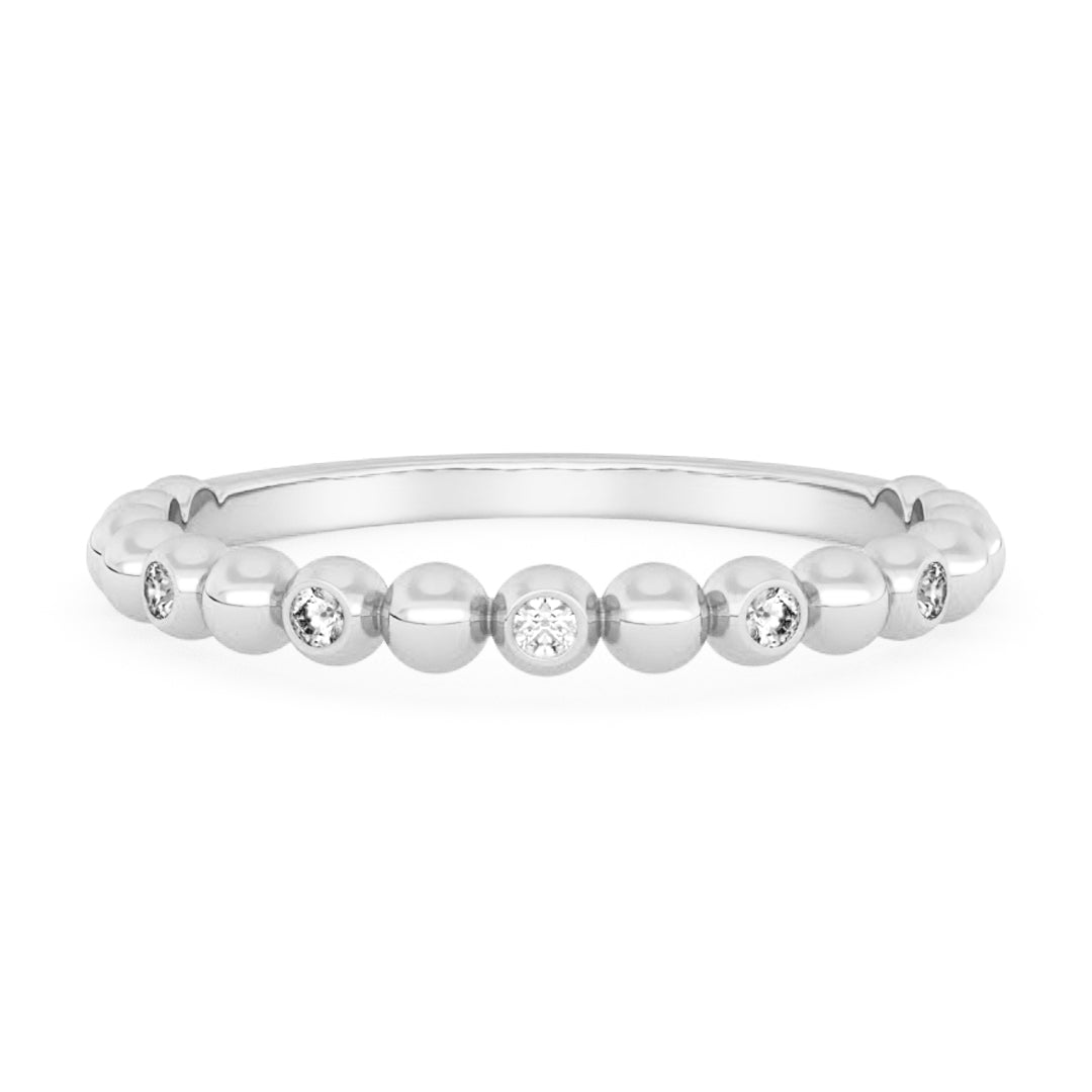 Silván timanttisormus pallokuvioitu 0,05ct, 14K valkokultaa, Silván vihkisormukset