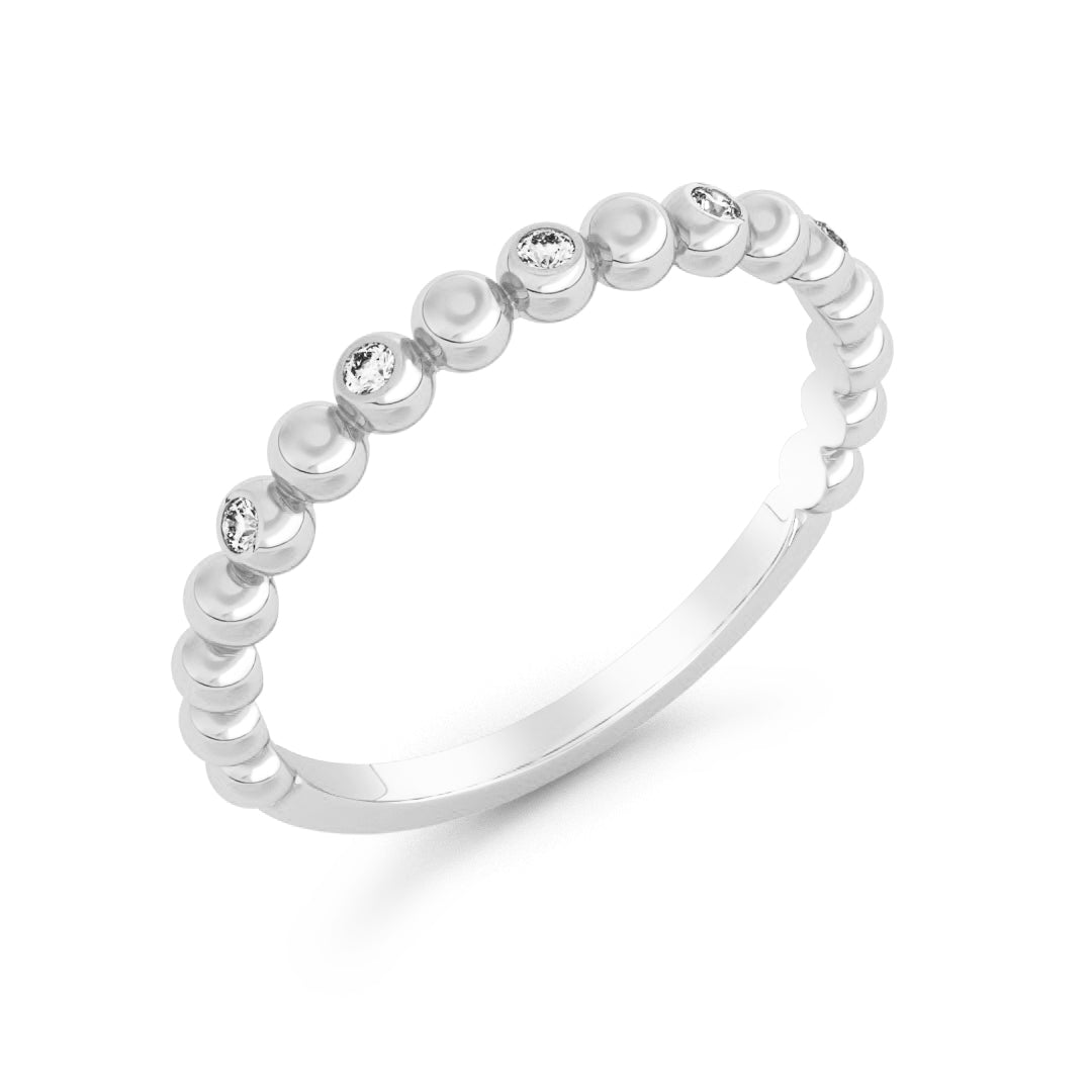 Silván timanttisormus pallokuvioitu 0,05ct, 14K valkokultaa, Silván vihkisormukset